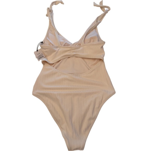 Shade & Shore Swimsuit Women's S (4-6) Off White Ribbed One Peice NWT - Picture 4 of 7